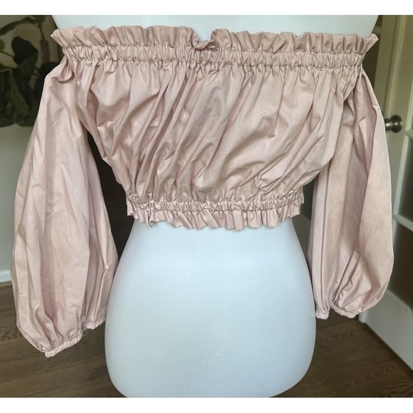 Vicolo Pink Off Shoulder Crop Top Long Sleeve 100% Cotton Made in Italy Size S - Picture 5 of 11